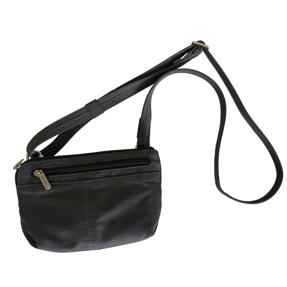 Travelon Anti-Theft RFID Crossbody Bag Charcoal Gray Teal Lining 0317 CH70